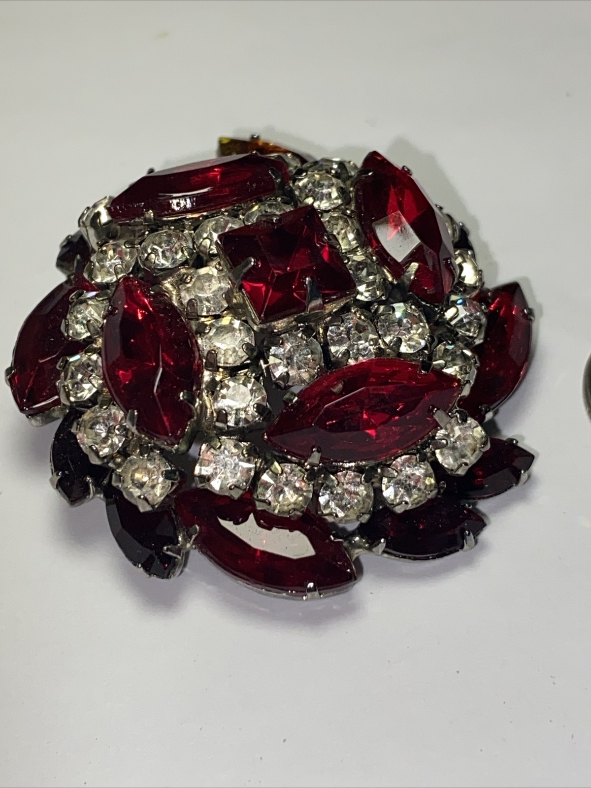 Brooch Pin Huge Open Back Crystals 2.75” Long Vintage Beauty