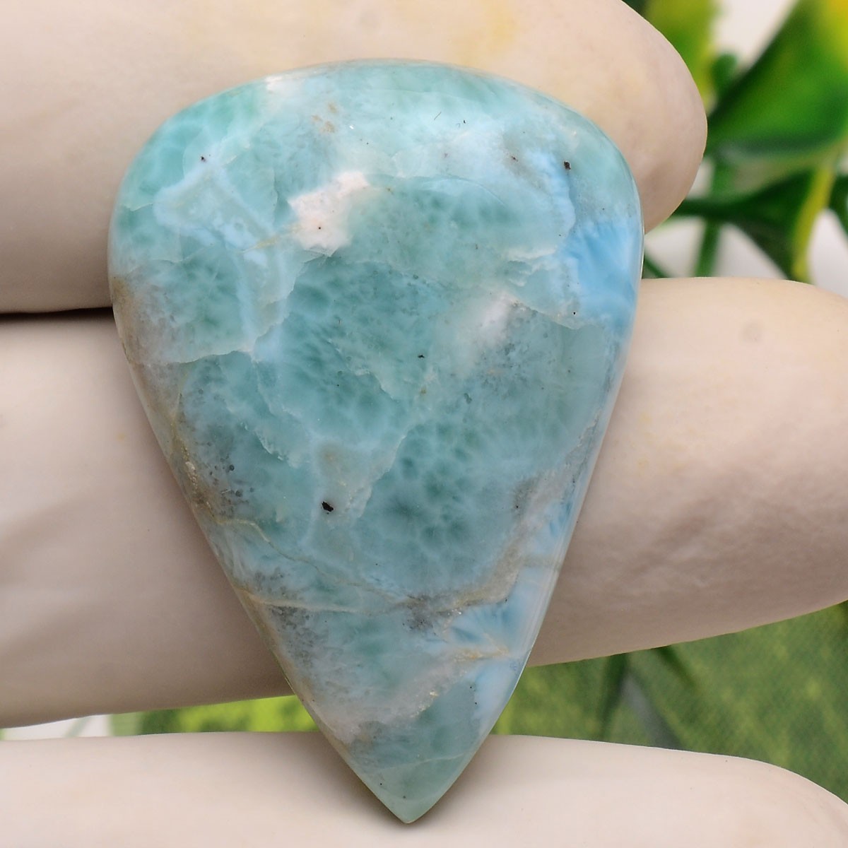 50.00 Cts Natural Larimar Huge Pear Cabochon Untreated 36mmx25mm Loose Gemstone