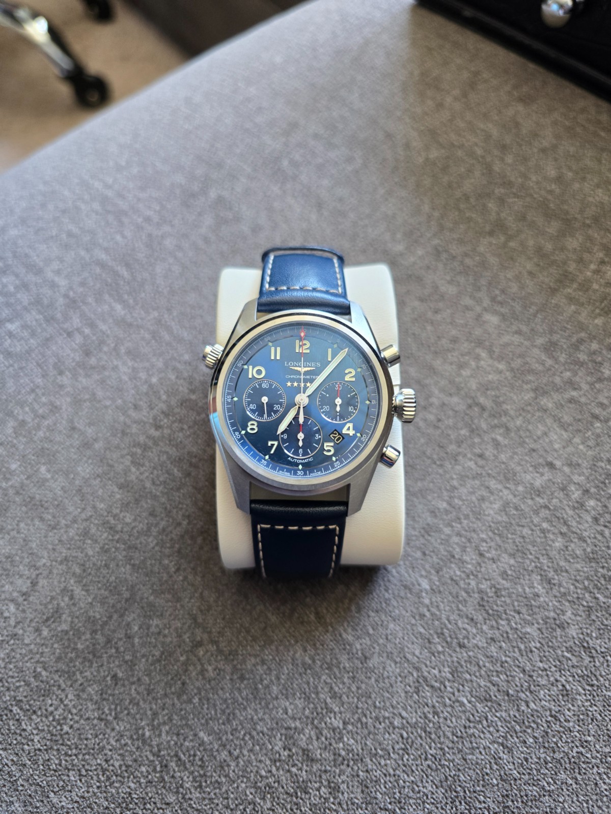 Longines Spirit Sunray Blue Men’s Watch – L3.820.4.93.0 42mm, Leather Strap.