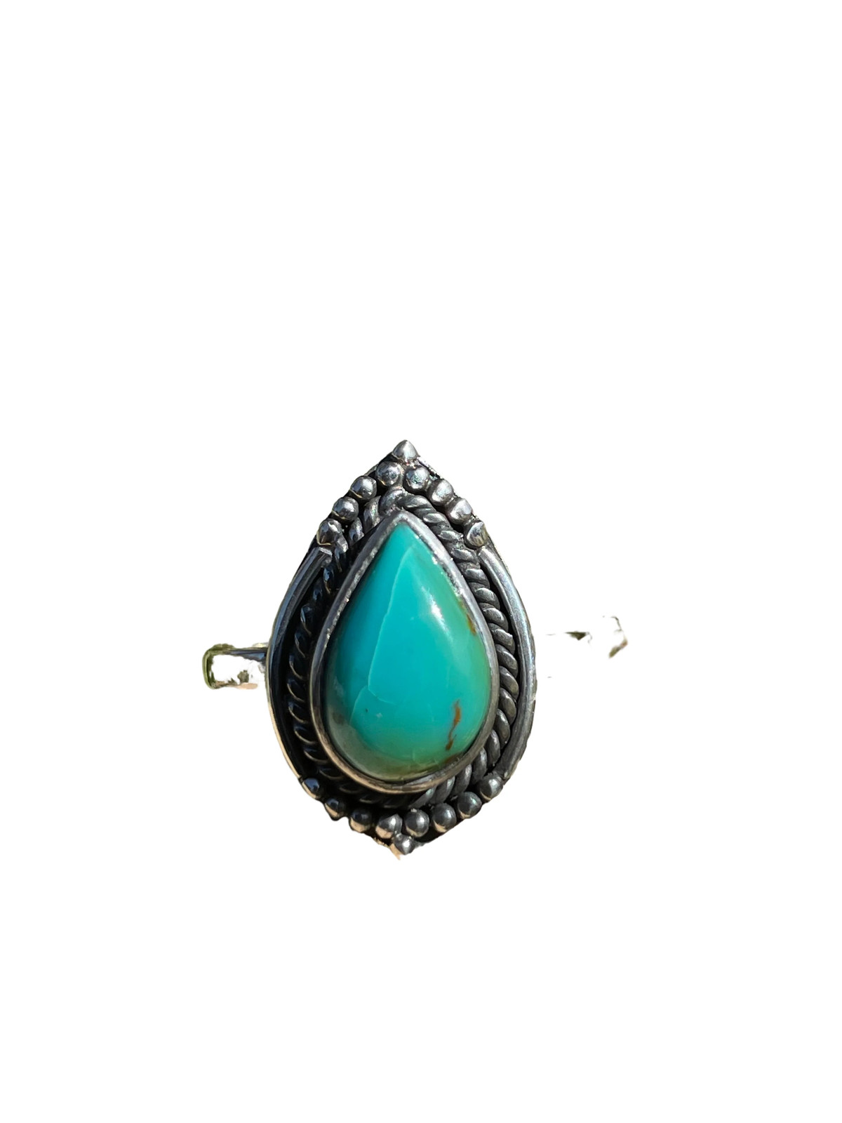 Kingman Turquoise Teardrop Ring Size 8.75 | 925 Sterling Silver Southwest B990
