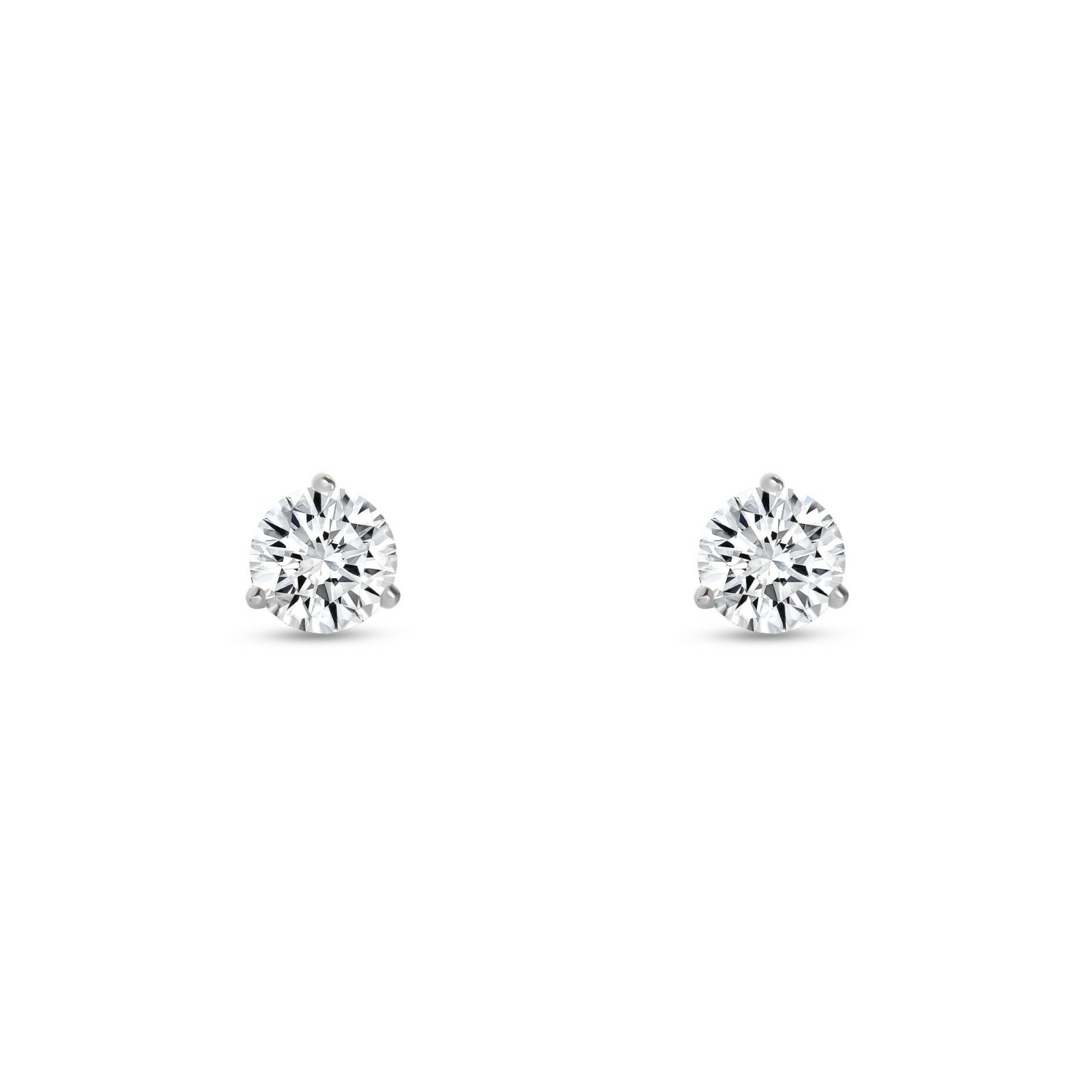 1/4 Ct Round LabCreated Grown Diamond Earrings 18K White Gold D/VVS 3Prong Screw