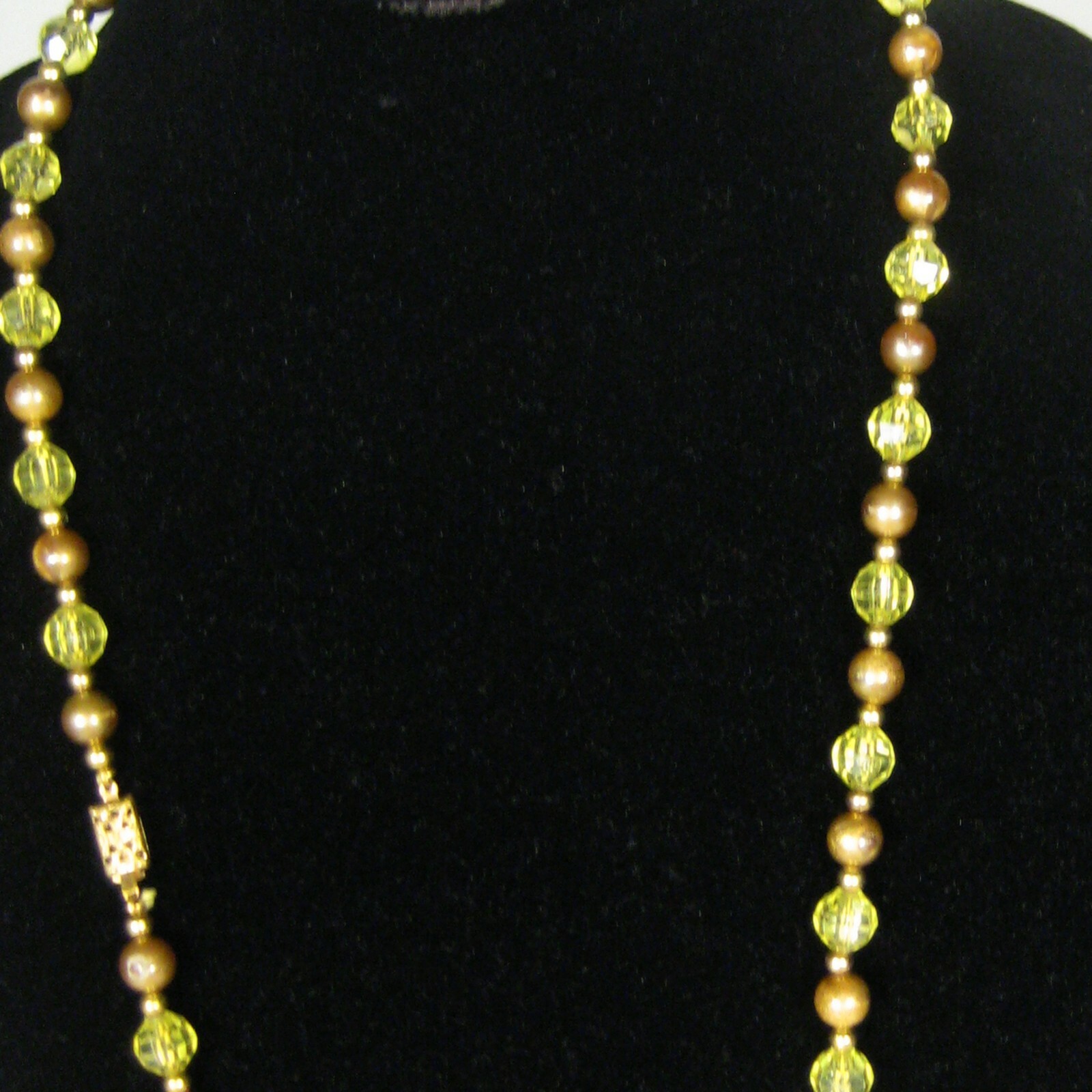 Necklace Women Goldtone 56 Inch VTG 70s 60s Estate Strand String Beaded Yellow