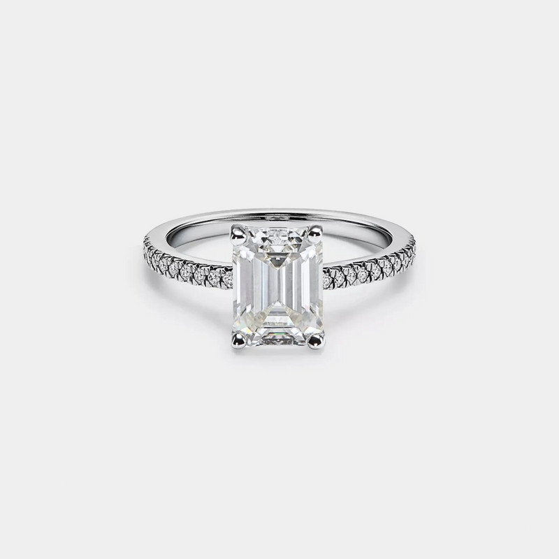 Princess Emerald Cut Moissanite Ring in 925 Sterling Silver