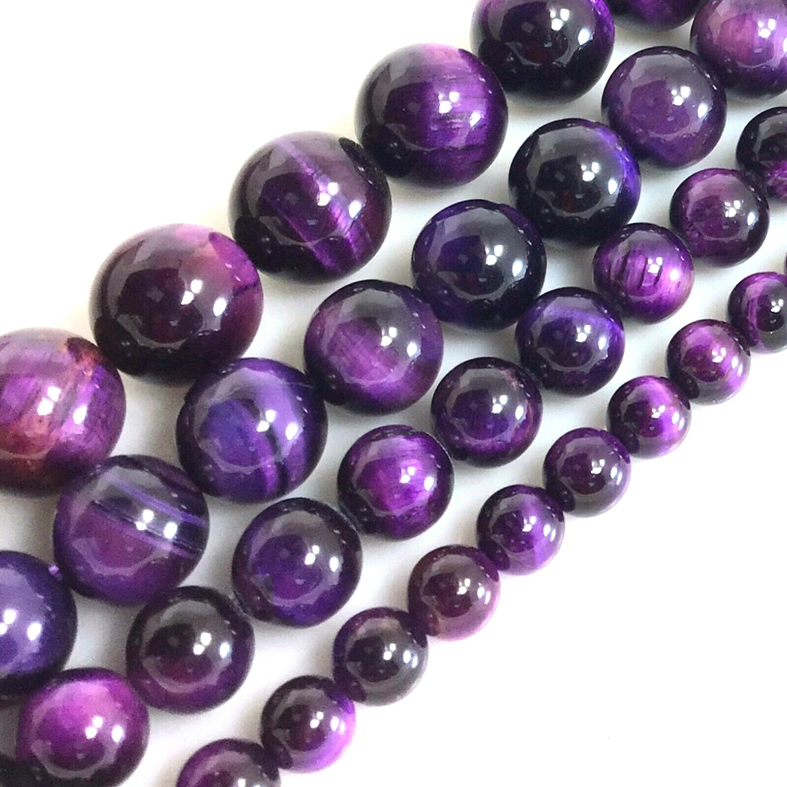 Gemstone Purple Tiger eye Round Loose Bead 15″ 4mm 6mm 8mm 10mm 12mm Beading