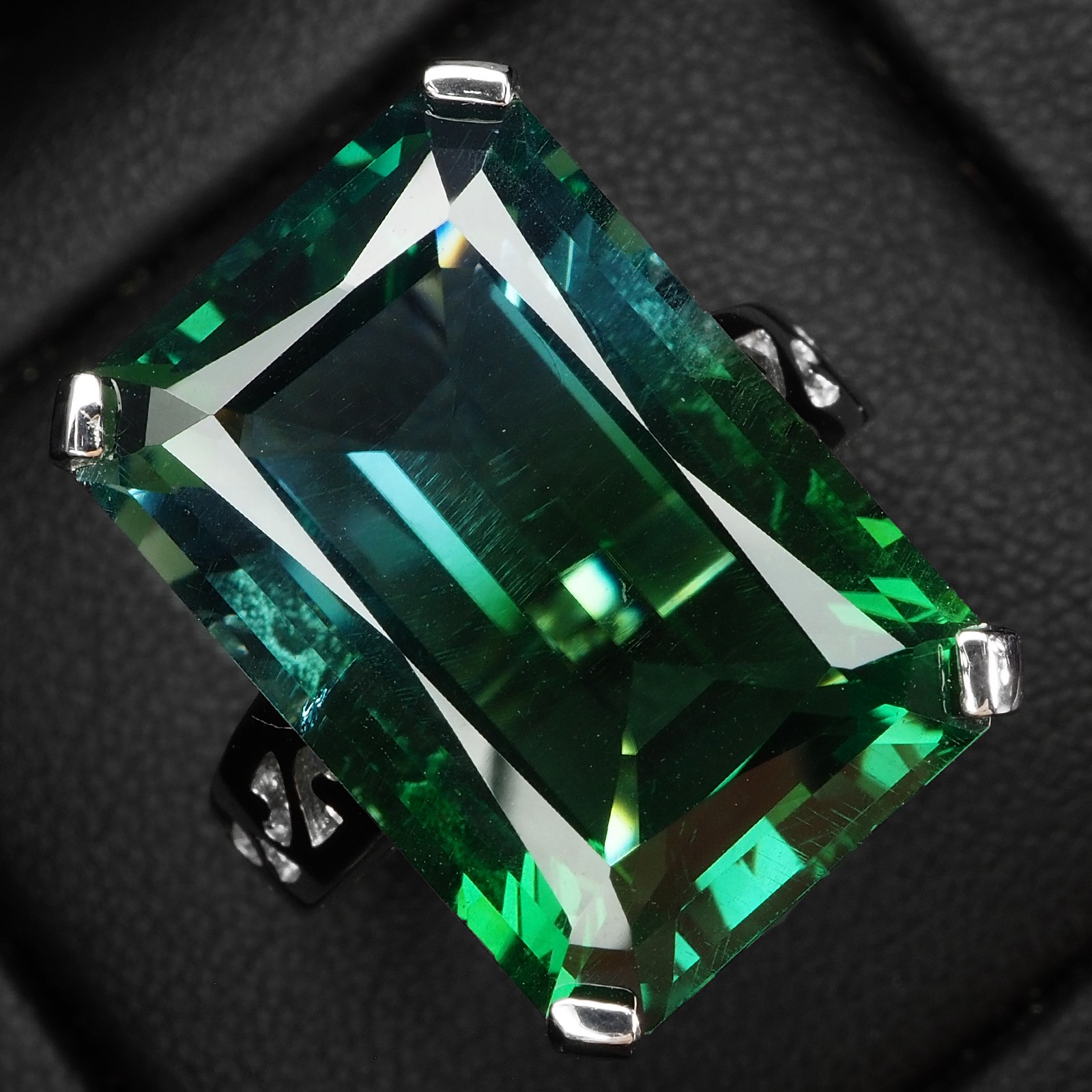 Estate Bi Color Blue Green Tourmaline 18.10Ct 925 Sterling Silver Handmade Rings