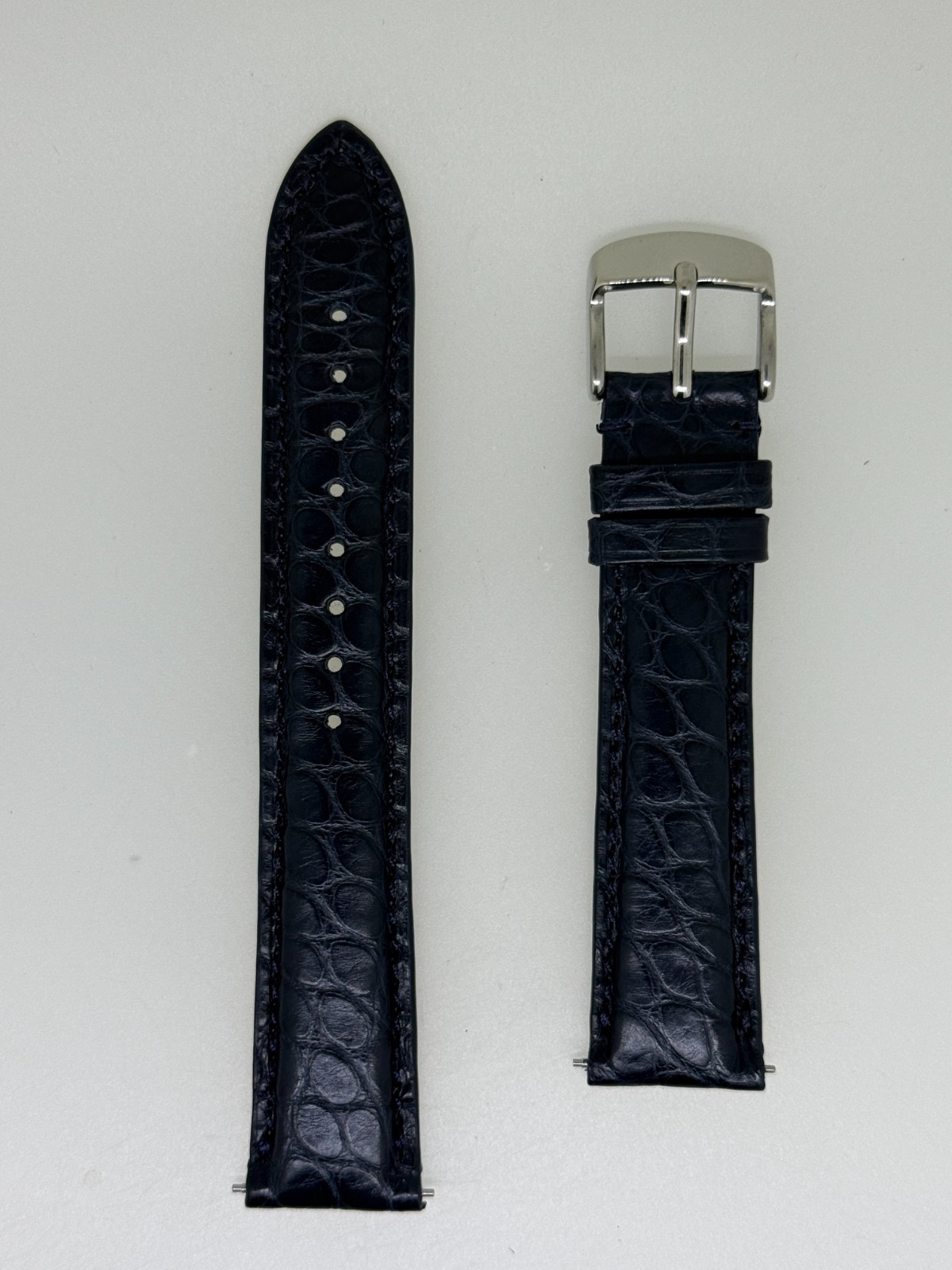 Hadley Roma black Alligator sides watch band strap 18MM x 16MM