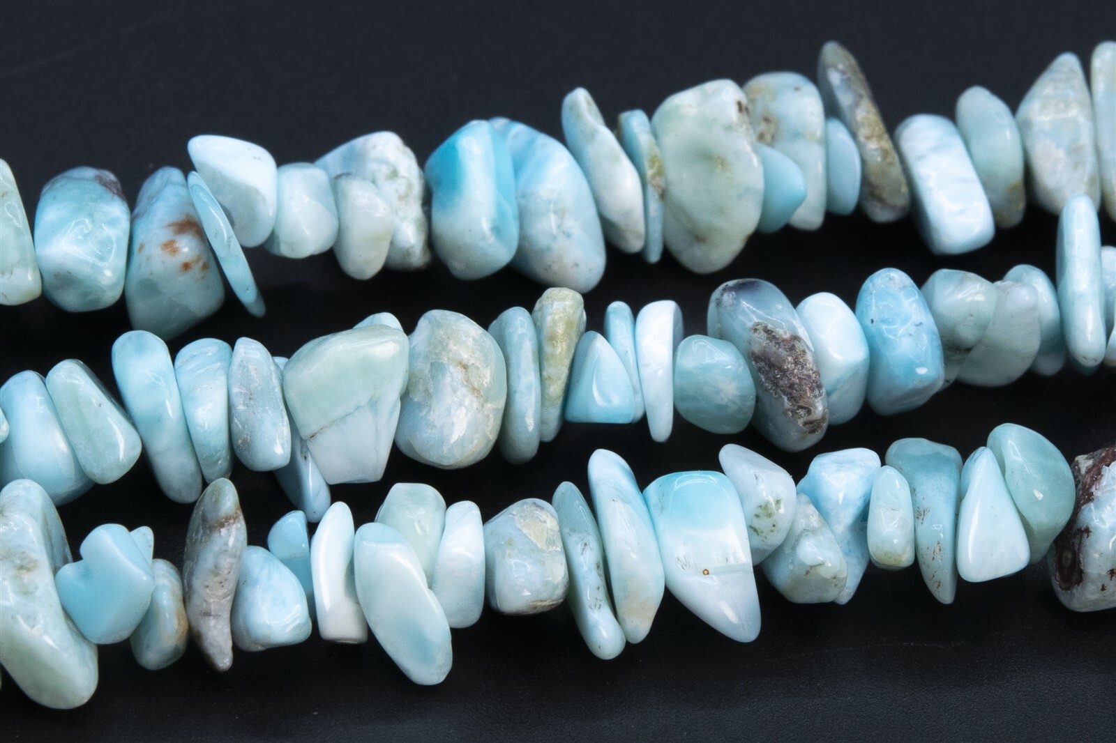 3-6MM Dominican Larimar Pebble Chips Grade A Genuine Natural Loose Beads 15″