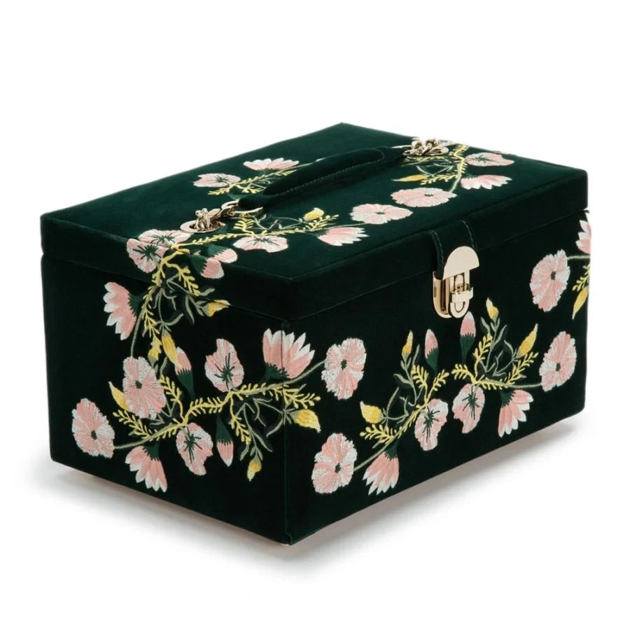 Zoe Medium Jewelry Box- Forest Green