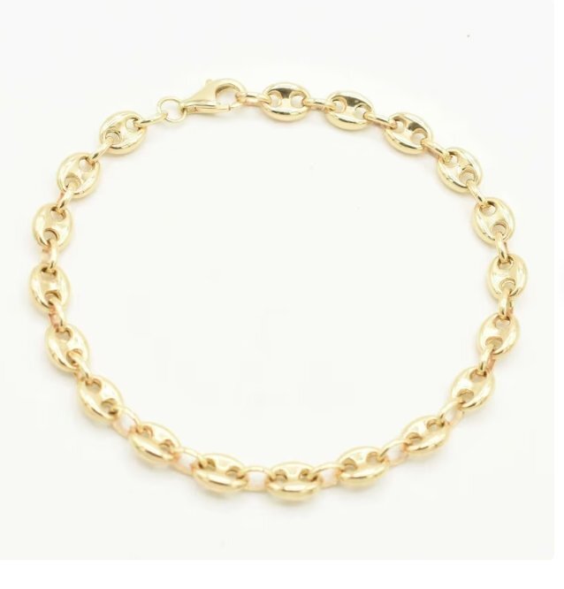 10k Yellow Gold Anchor Mariner 9 inch Link Chain/Bracelet 6.9 MM 6.5 grams