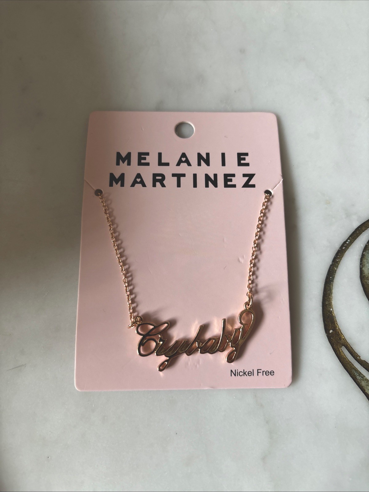 Melanie Martinez Crybaby Nameplate Gold Tone Necklace Brand New
