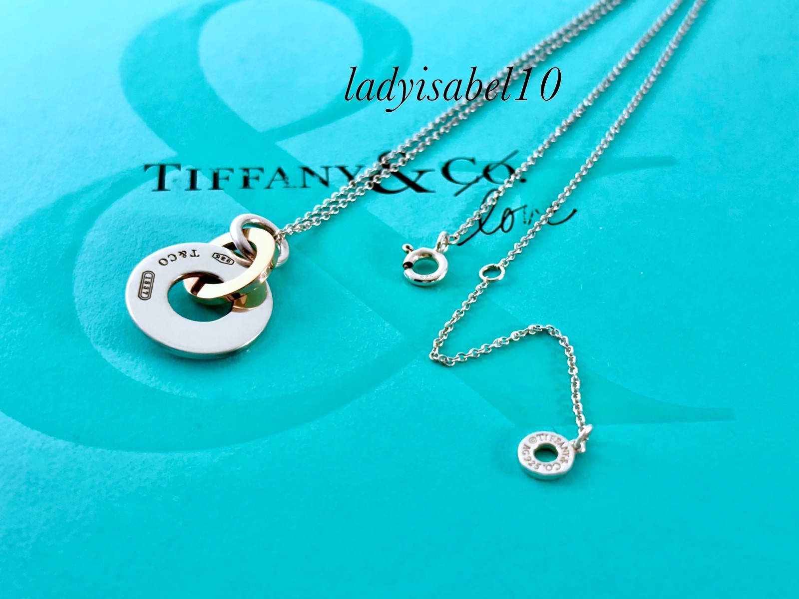 18.5″ Tiffany & Co 1837 Rubedo Silver Interlocking Drop Circle Adjust. Necklace