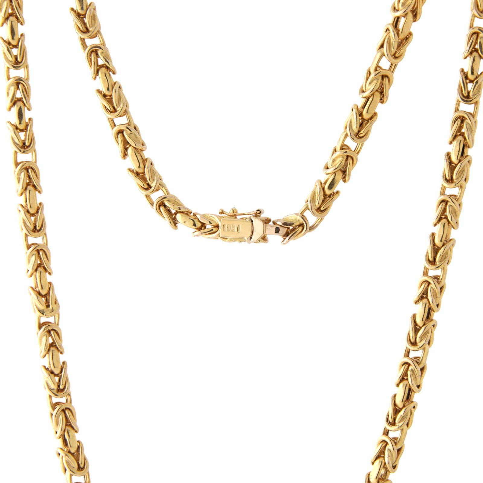 UNOAERRE 24” 14k Yellow Gold Square Byzantine Chain ITALY