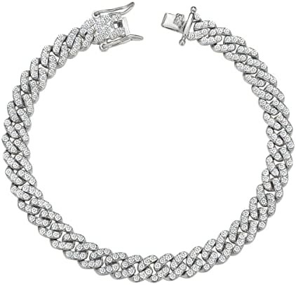 Cuban Link Anklets for Women Plus Size Large Ankle Bracelets Gold Silver Rhinest