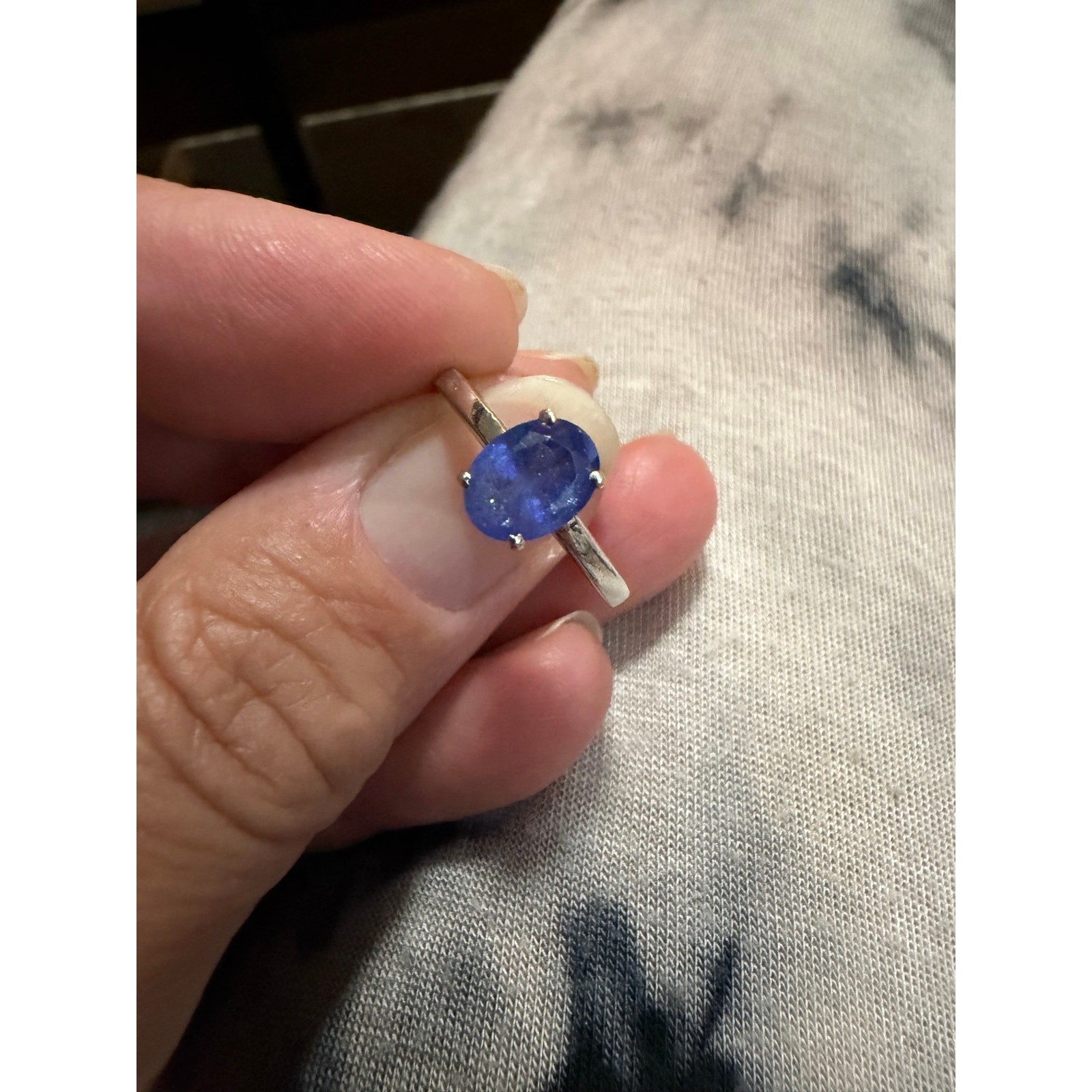 Stamped 925 Sterling Silver Natural Tanzanite Ring size 8