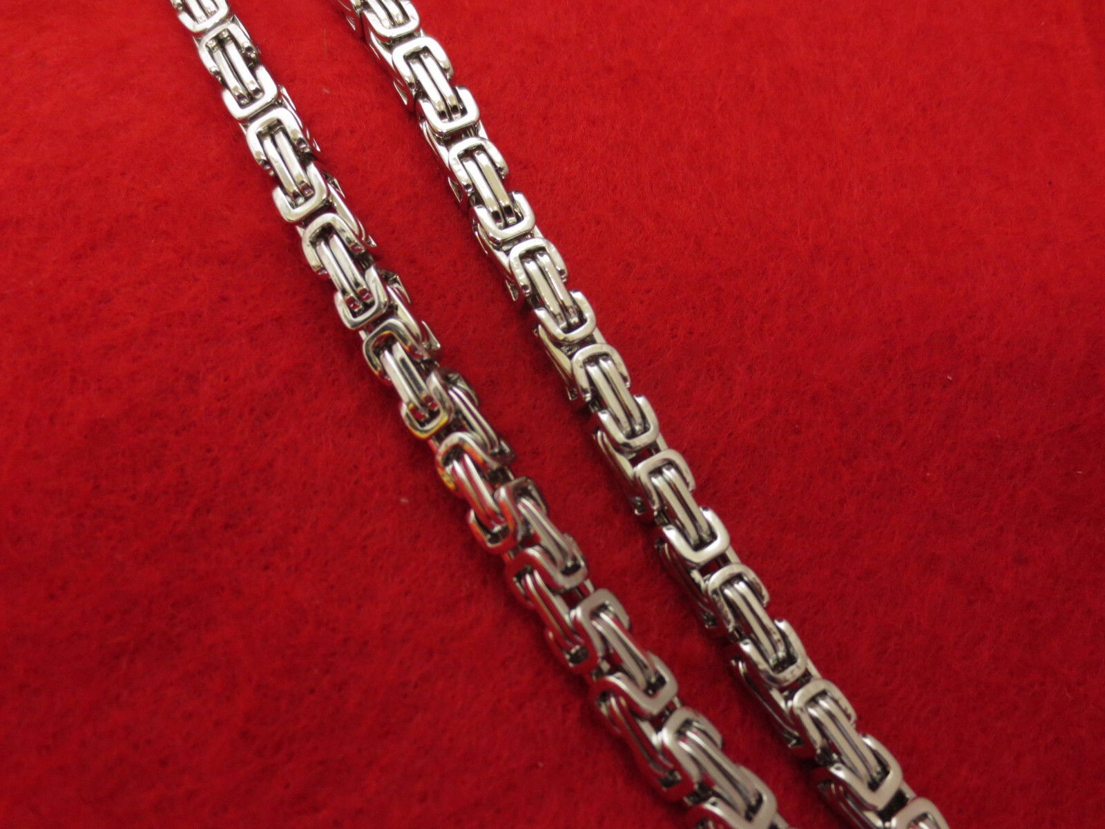 16″-50″ STAINLESS STEEL SILVER 4MM BYZANTINE TURKISH BOX CHAIN NECKLACE
