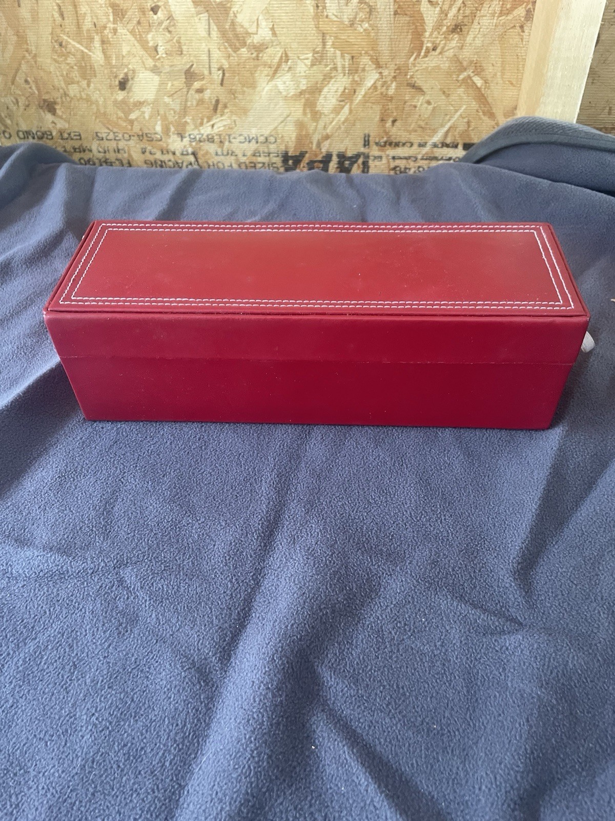 Red Faux Leather Jewelry Box 11″ 3 Piece Fabric Lined Travel Multi Compartment
