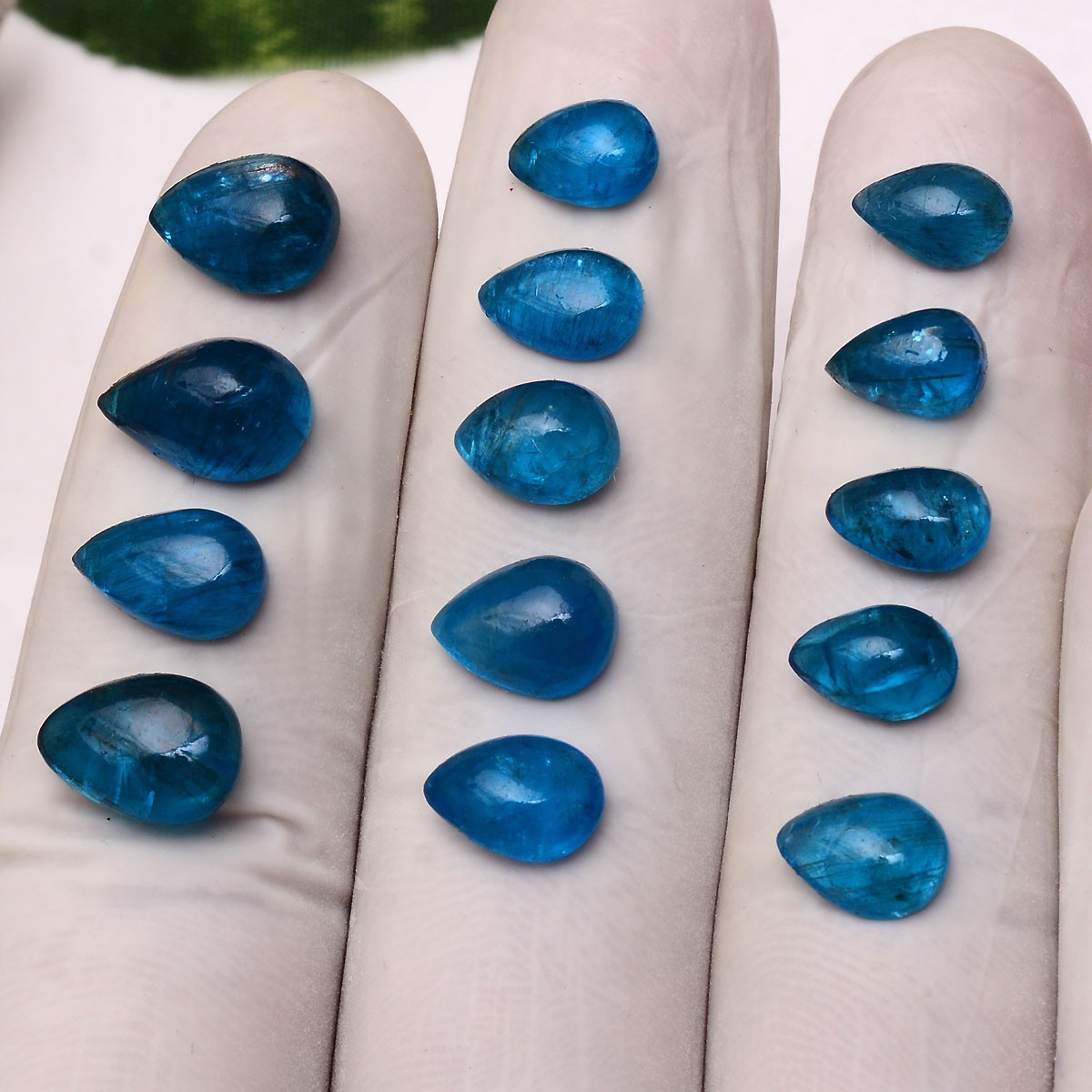 Set 14 Pcs Natural Apatite Untreated 8mm-12mm Pear Stunning Loose Gemstones Lot