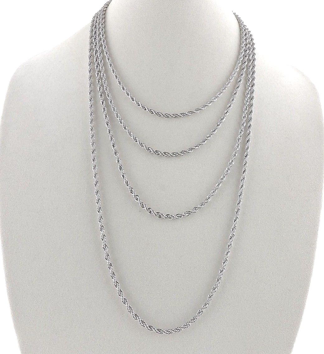 Stainless Steel 4 mm Rope Chain Necklace 18″, 20″, 24″ or 30″