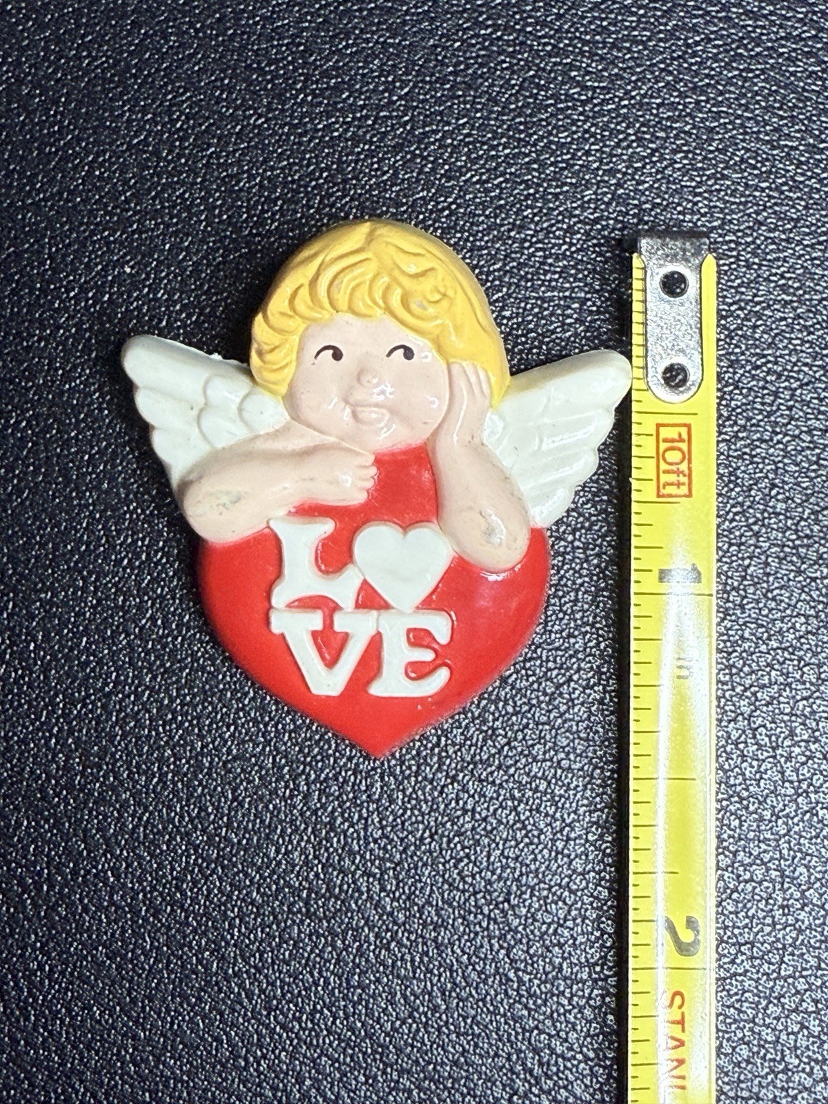 Avon 1970s Love Angel Brooch Red Heart & Wings, 1.25×1.25”, FREE SHIPPING