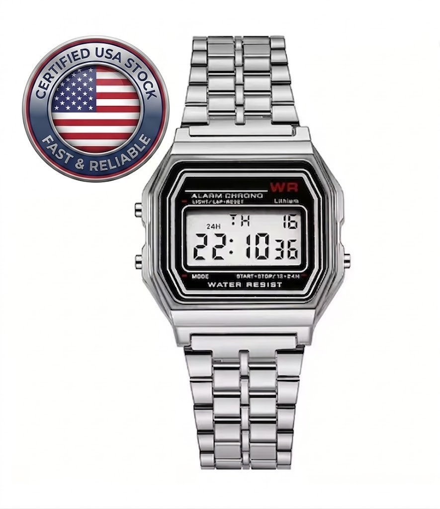 F-91W-1 Men’s 2025 Digital Silver Steel Watch Classic Alarm Light Waterproof