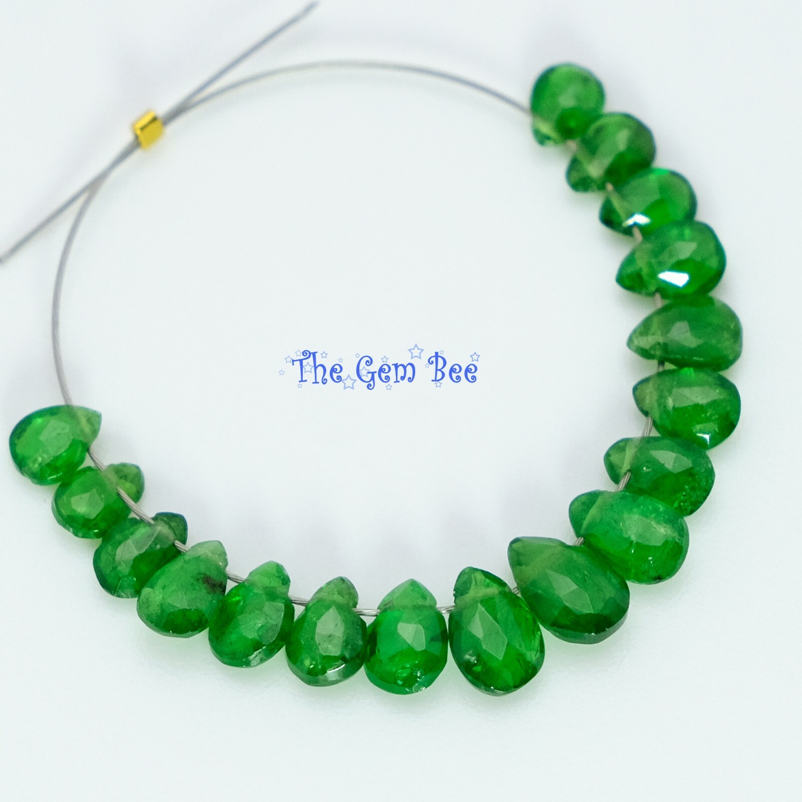 Gem Tsavorite Deep Green Garnet Faceted Petite Pear Briolette Beads (17)