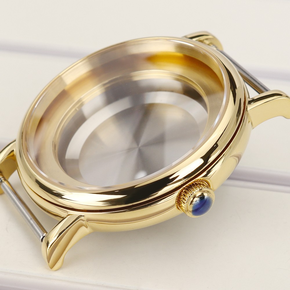 Sapphire Crystal 40mm Pilot Watch Case Steel Polished 10ATM For ETA2824 Movement