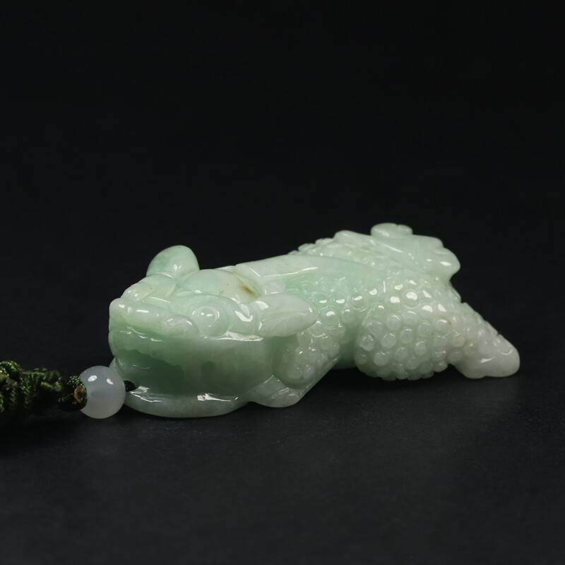 Certified Grade A 100% Natural Green Jadeite Jade Pendant Handmade Pixiu CF76907