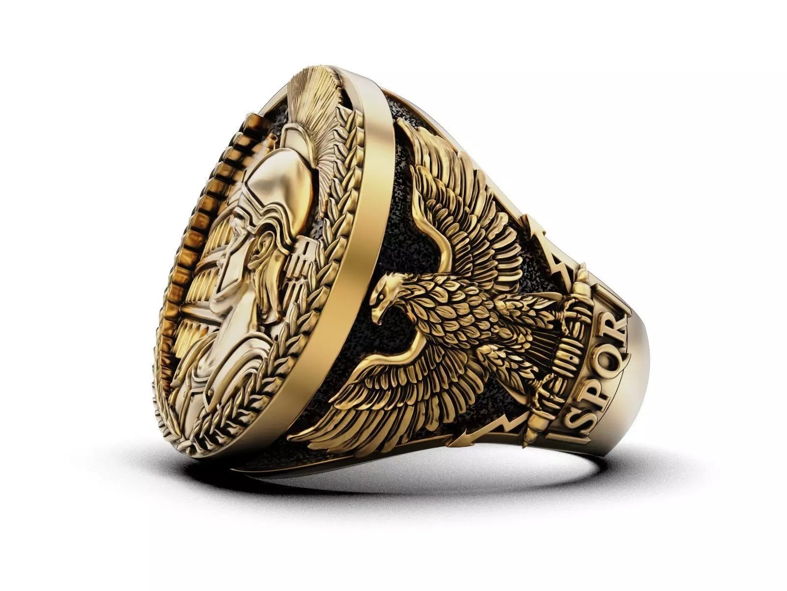 Oxidized Men’s Ancient Rome Imperial Eagle 925 Sterling Silver Statement Rings