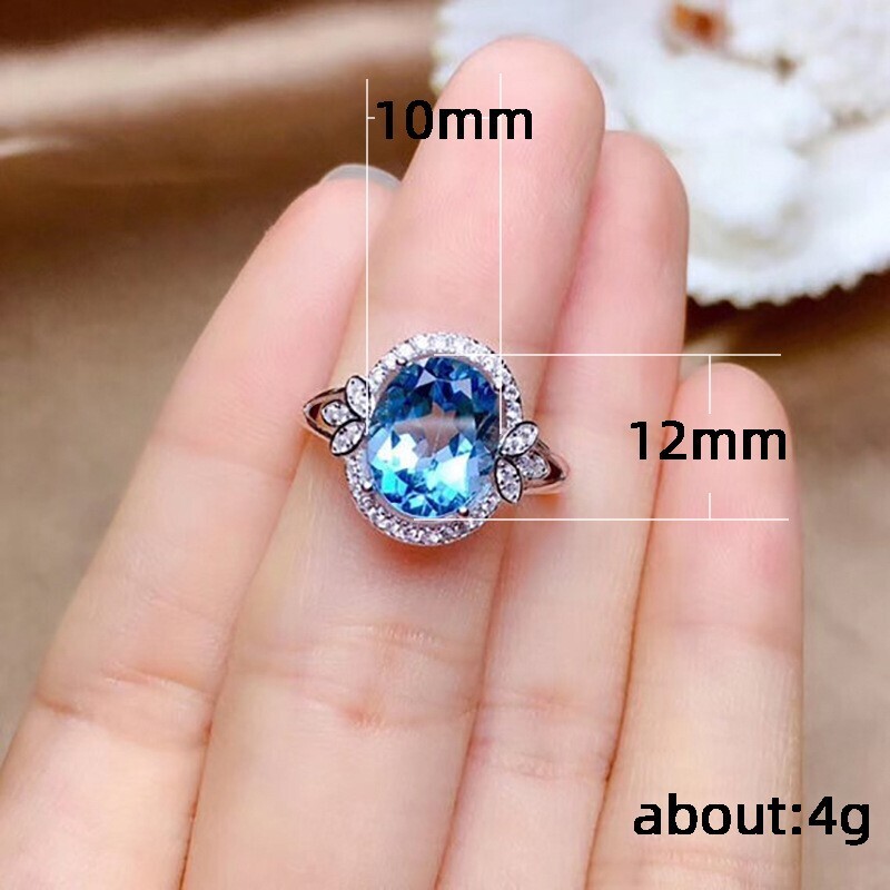 Sparkling Attractive Ring – 2.5CT Simulated Aquamarine, 925 Silver Plated Valent