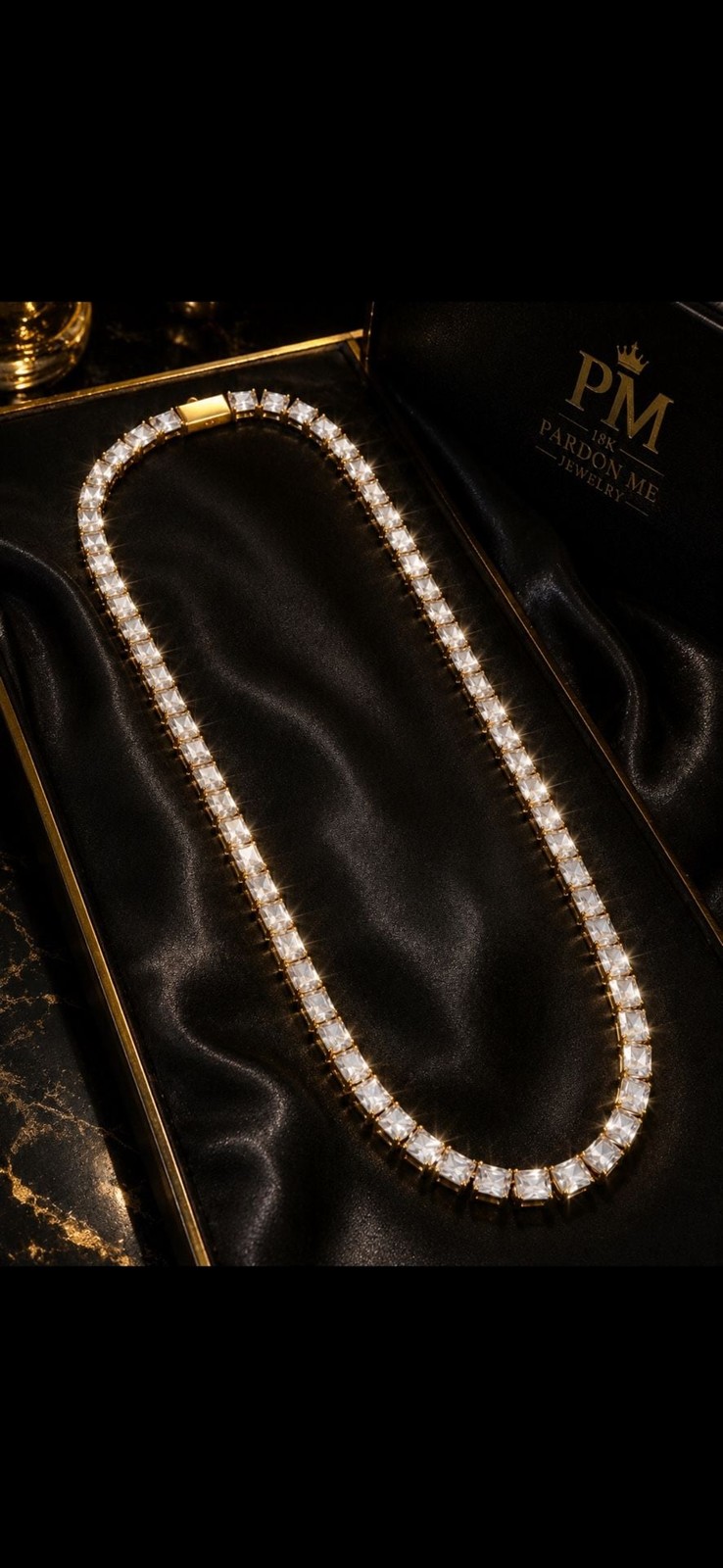 18K Gold Filled Self Made Pendant Tennis Chain Panther Bracelet Set