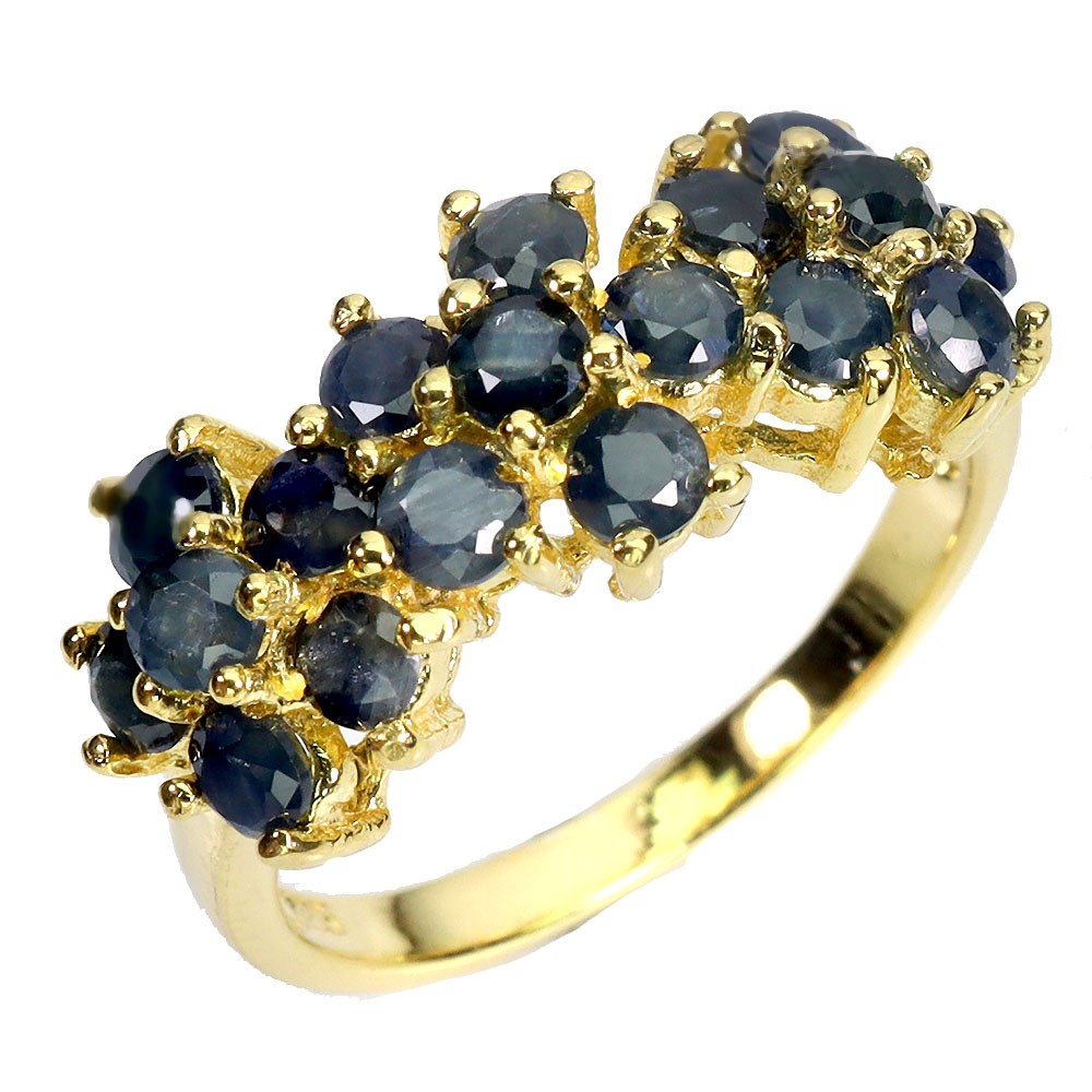 925 Sterling Silver Ring Round Blue Sapphire 3mm Natural Gemstone Jewelry Size 7
