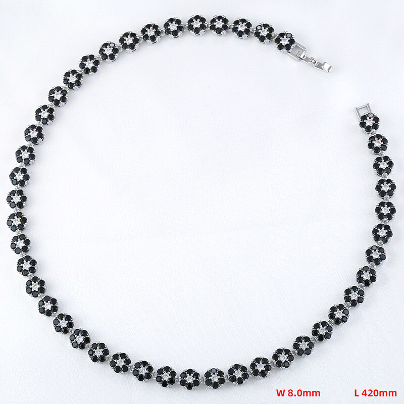 Charm Colorful Flower Tennis Chain Necklace Bracelet Jewelry Women Girl Choker