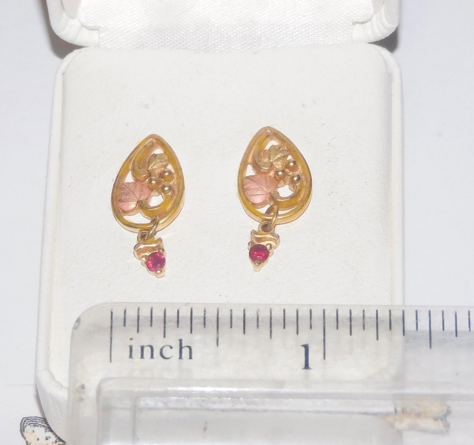 Black Hills Gold Coleman 10k 12k Ruby Drop Earrings