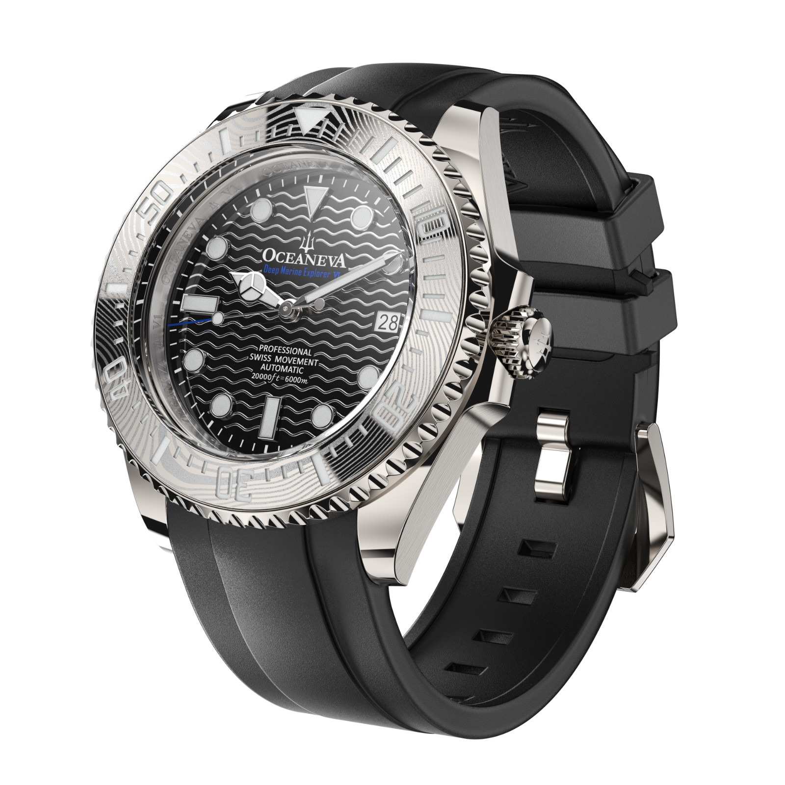 Oceaneva 6000m Grade 5 Titanium AUTOMATIC Watch SWISS MOVEMENT Black