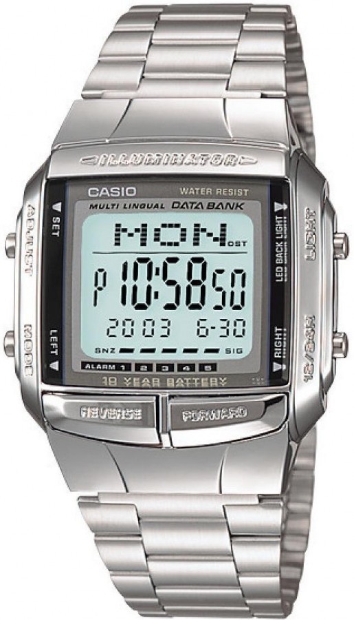 Casio DB360-1A Men’s Illuminator Digital Databank Stainless Steel Silver Watch