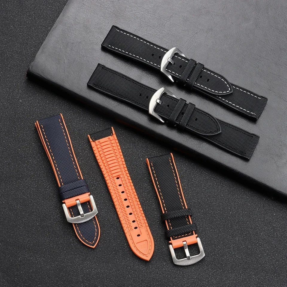 18mm 20mm 21mm 22mm Nylon Rubber Sailcloth Watch Strap Band for Omega for Seiko