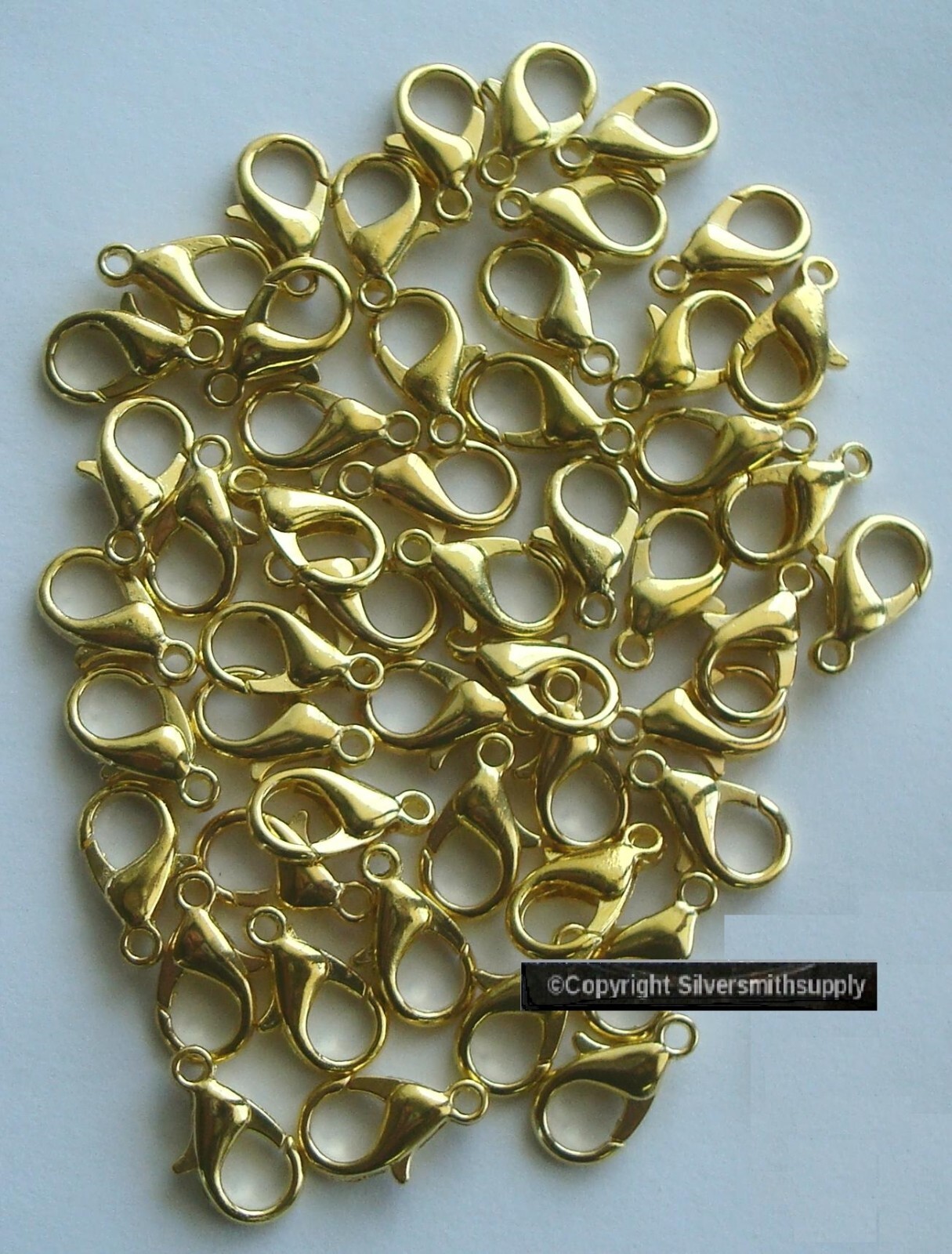 50 Gold plated lobster claw jewelry clasps 14mm larger easy to handle FPC064B