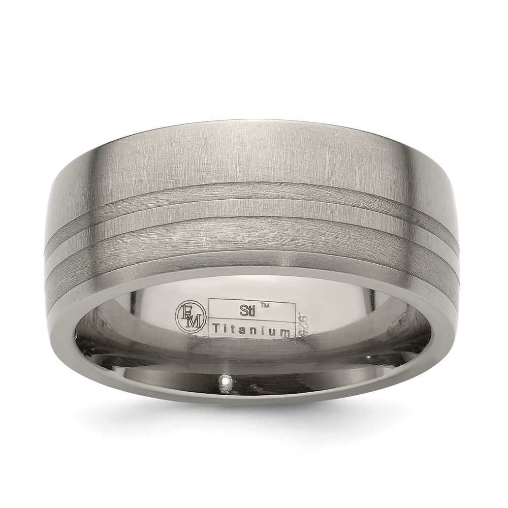 Titanium and Argentium Sterling Silver Brushed 9mm Band Ring Size 10 for Men’s
