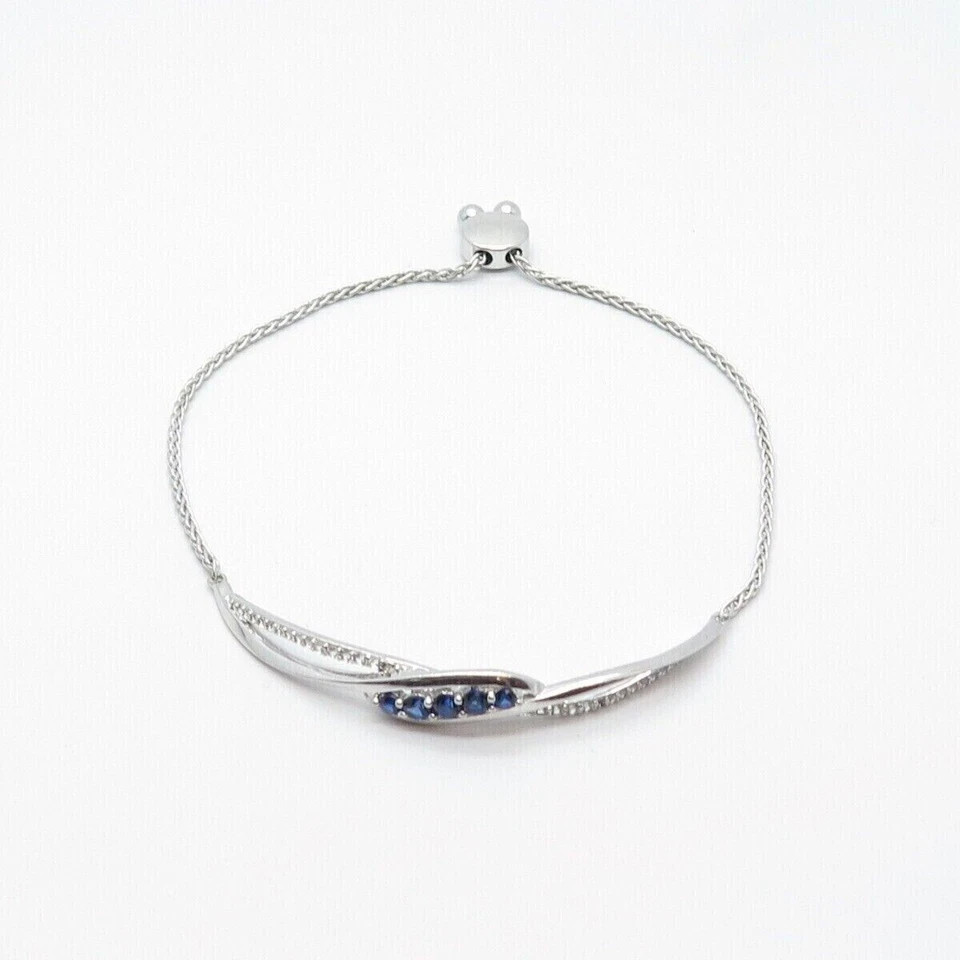 14K White Gold Finish Christmas Gift Bolo Bracelet 4CTRound Lab Created Sapphire
