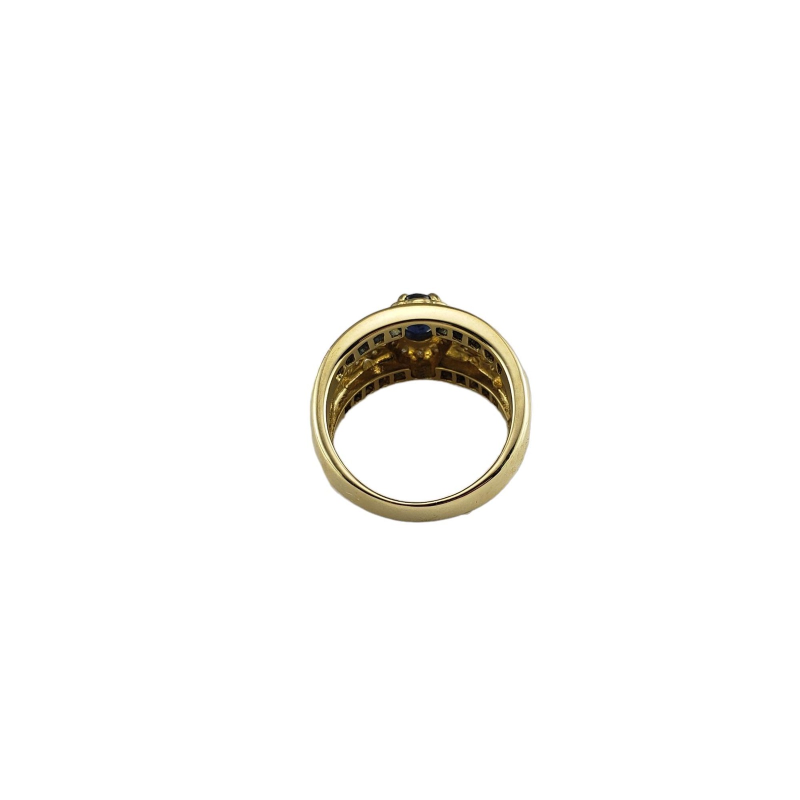 14 Karat Yellow Gold Natural Sapphire and Diamond Ring Size 6.75 #24901
