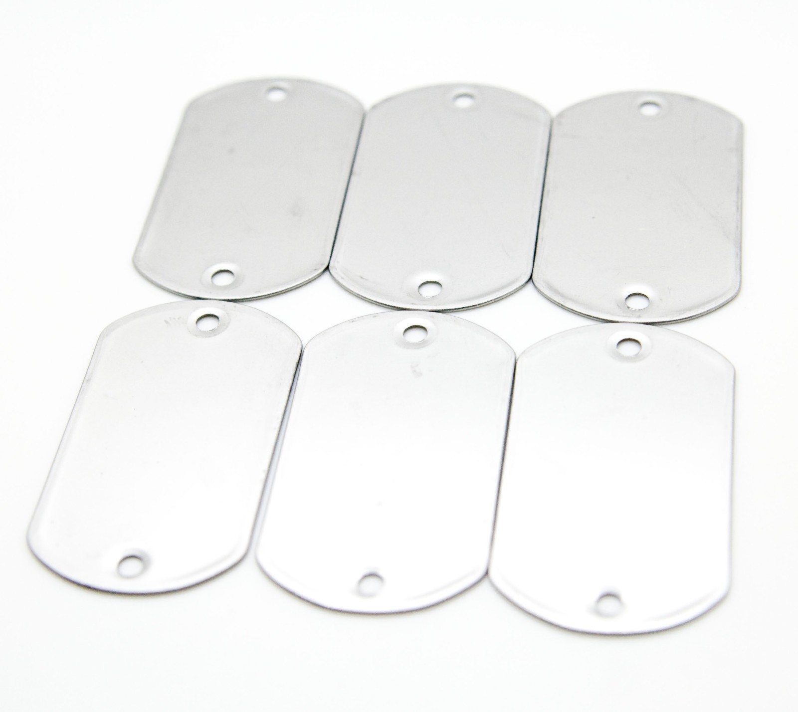 WHOLESALE 10 25 50 100 TWO HOLE BLANK DOG TAG STAINLESS STEEL MILITARY SPEC