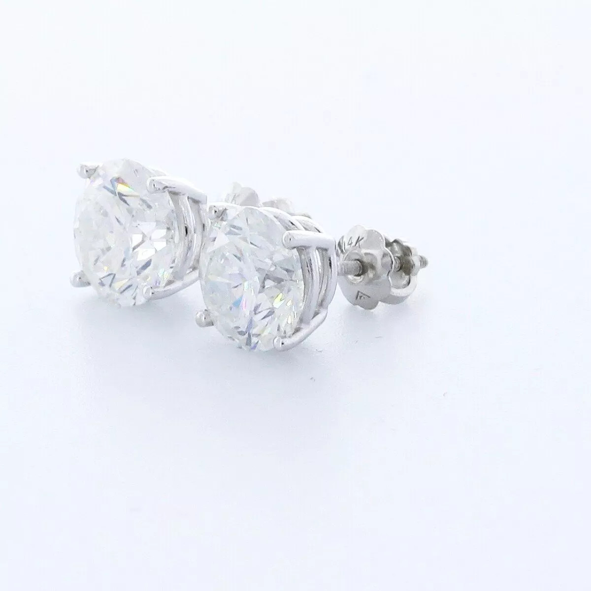 Solid 14K White Gold Stud Earrings Classic 5.51 CT Round Natural Diamond H SI2
