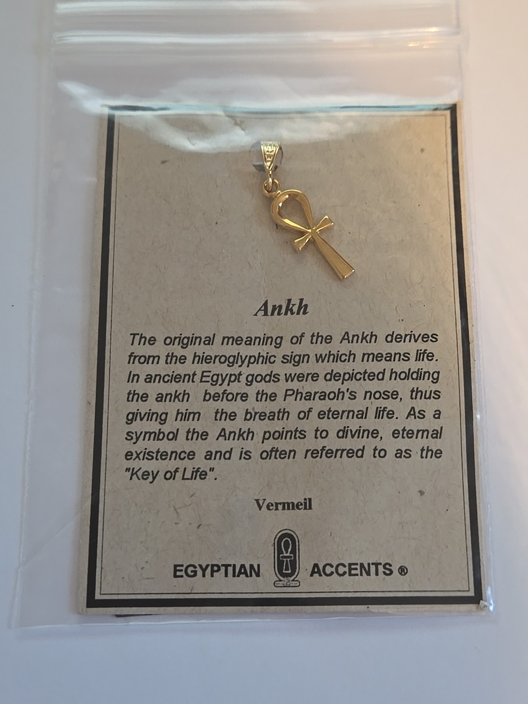 New Sterling Silver Vermeil 925 ANKH Pendant Charm With Bail 1 1/4″