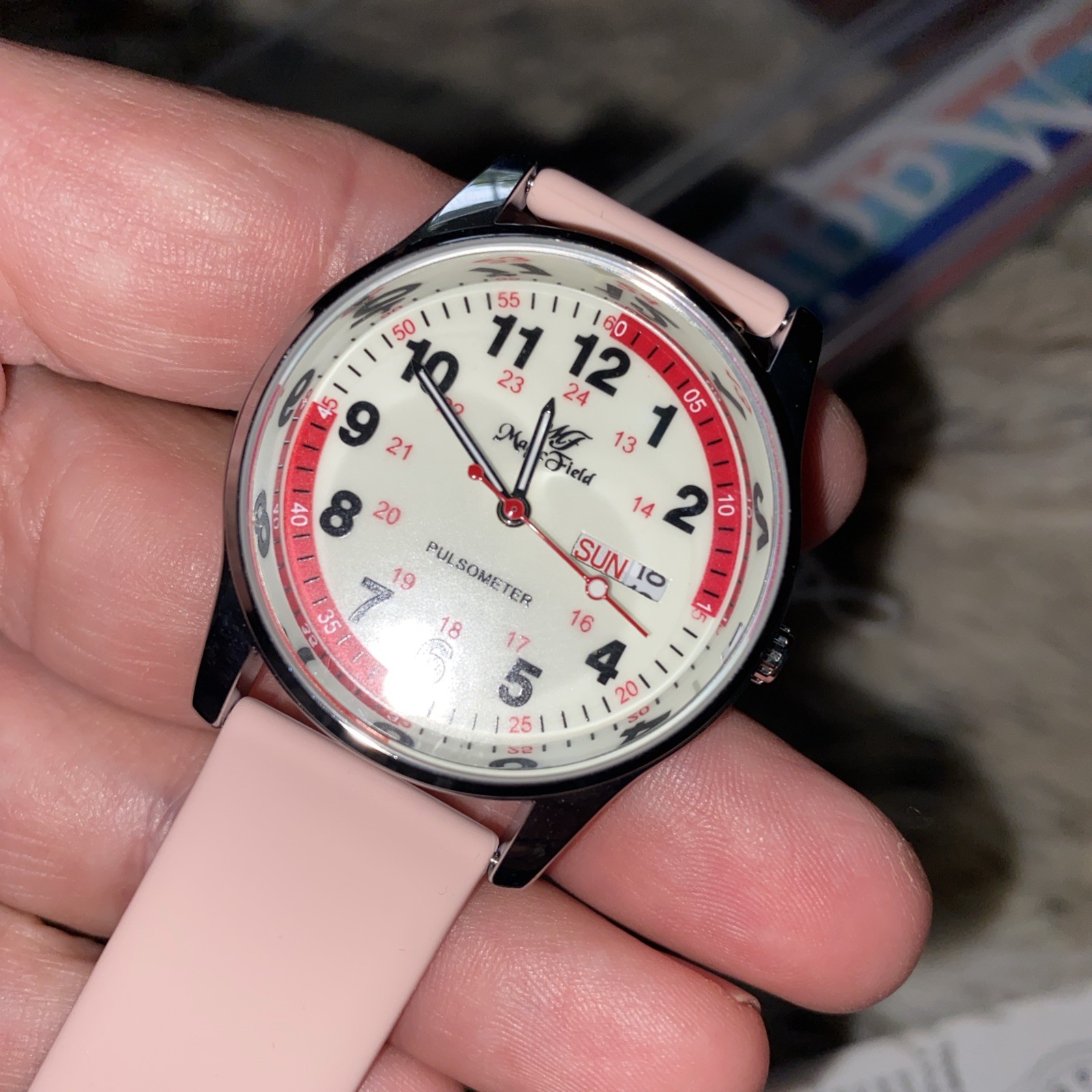 ManChDa Nurse Scrub Watch Pulsometer Medical Grade Silicone Band Quartz Dial NEW