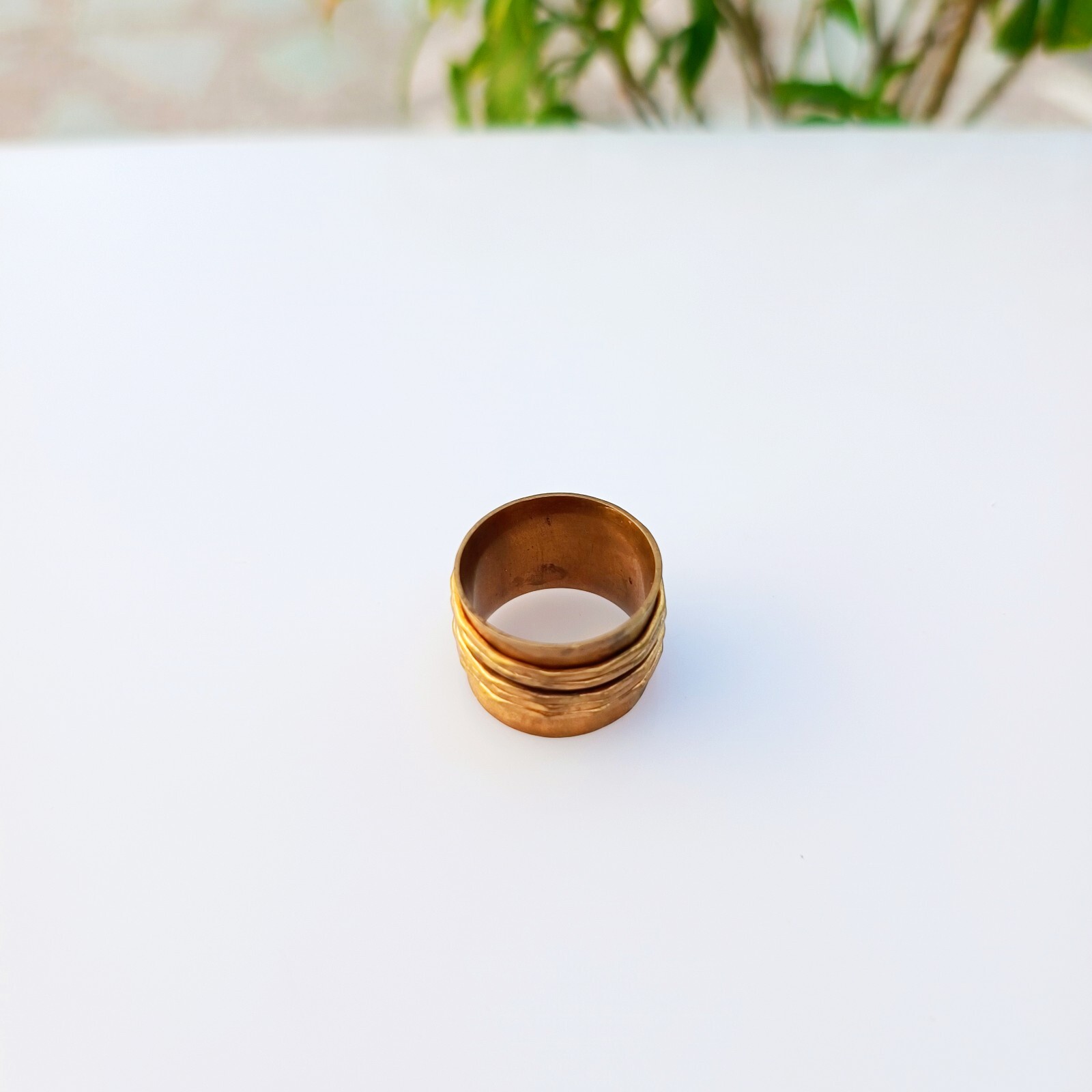 925 Sterling Silver Yellow Gold Plated Spinner Ring