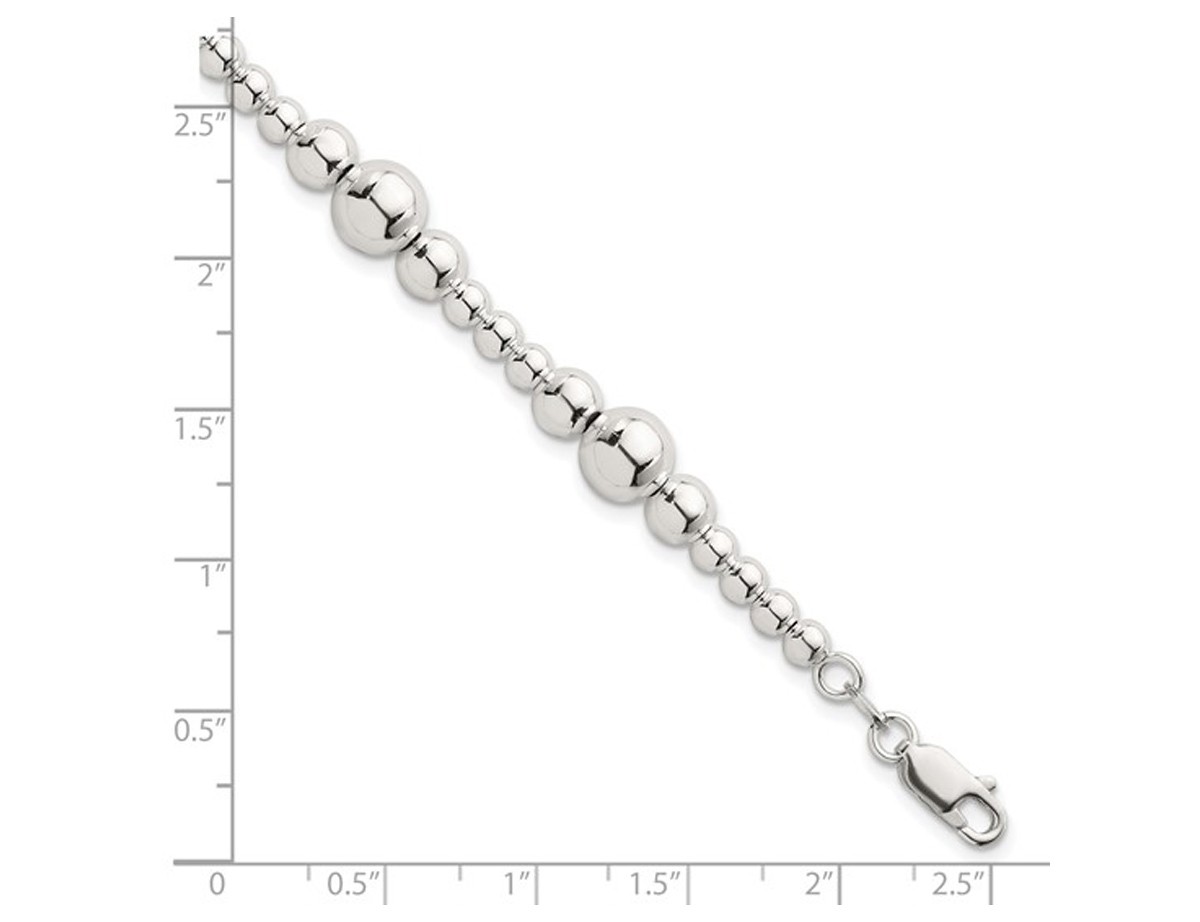 Sterling Silver Polished Multi Bead Bracelet (7.5 Inches)