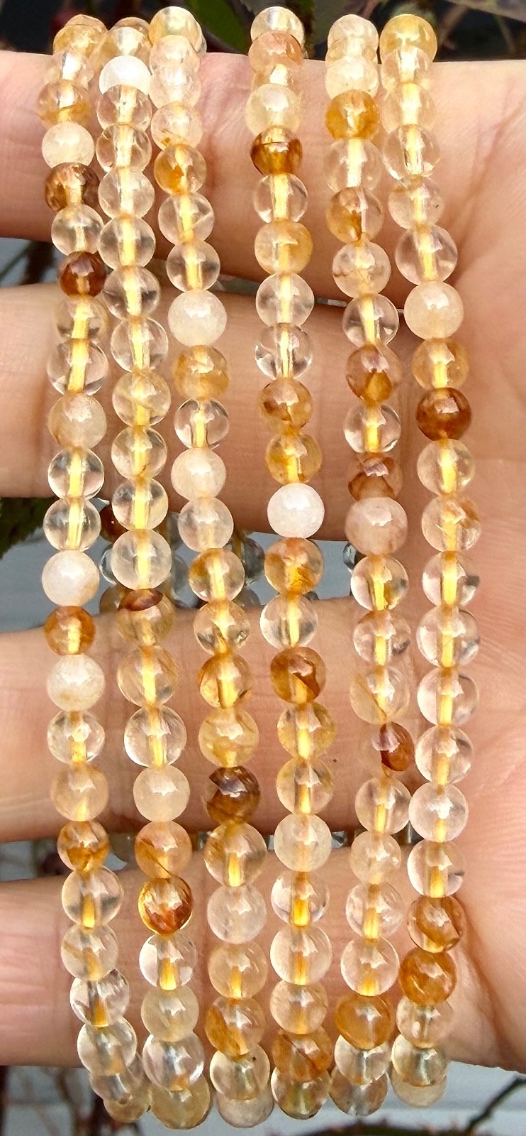 Wholesale 6 Pcs Natural Golden Healer 4mm 7.5” Crystal Stretch Bracelet