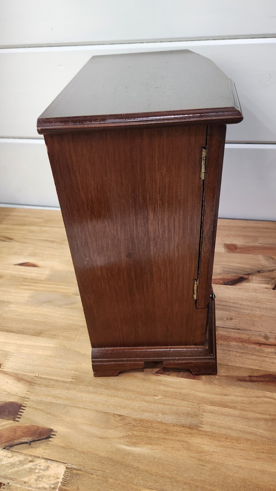 Wood Jewelry Box Table Top Velvet Lined Drawers 13″ X 14″ Vintage Taiwan