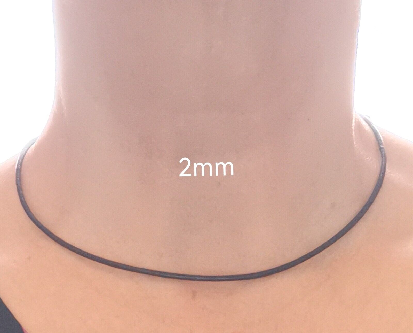 Black Genuine Leather Necklace – Sterling Silver Clasp. Choose Width & Length.