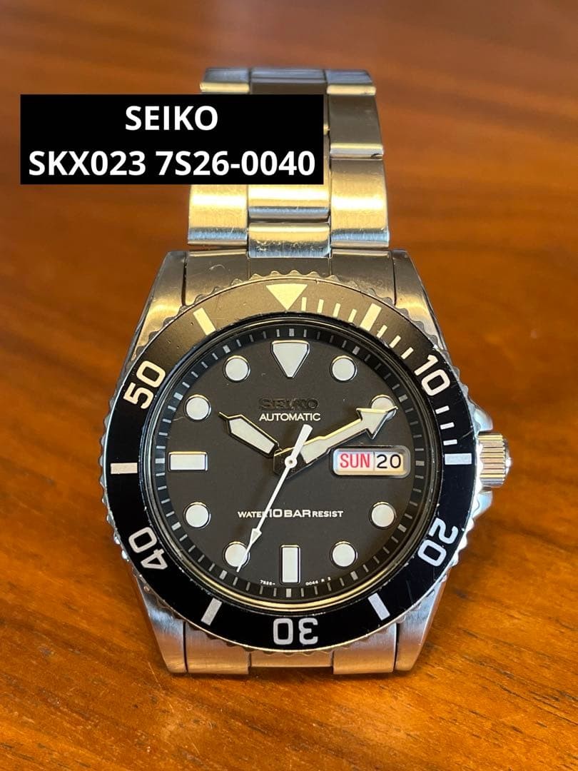 SEIKO SKX023 7S26-0040 Automatic Black Day Date Watch 100m